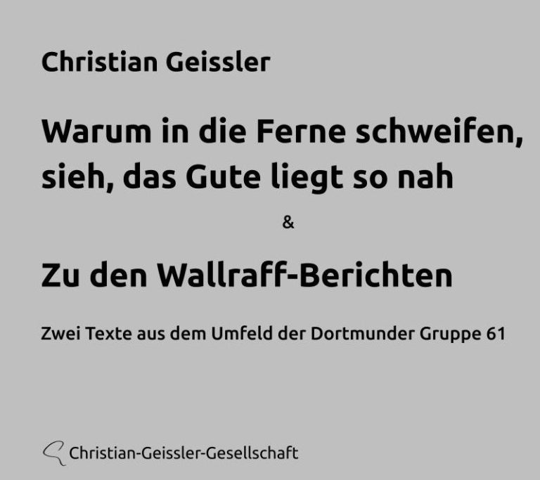 Jahresgabe 2020 – Christian Geissler und die Dortmunder Gruppe 61